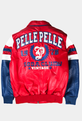 Pelle Pelle Men's LEATHER ARCHES JACKET SODA CLUB RED BLUE
